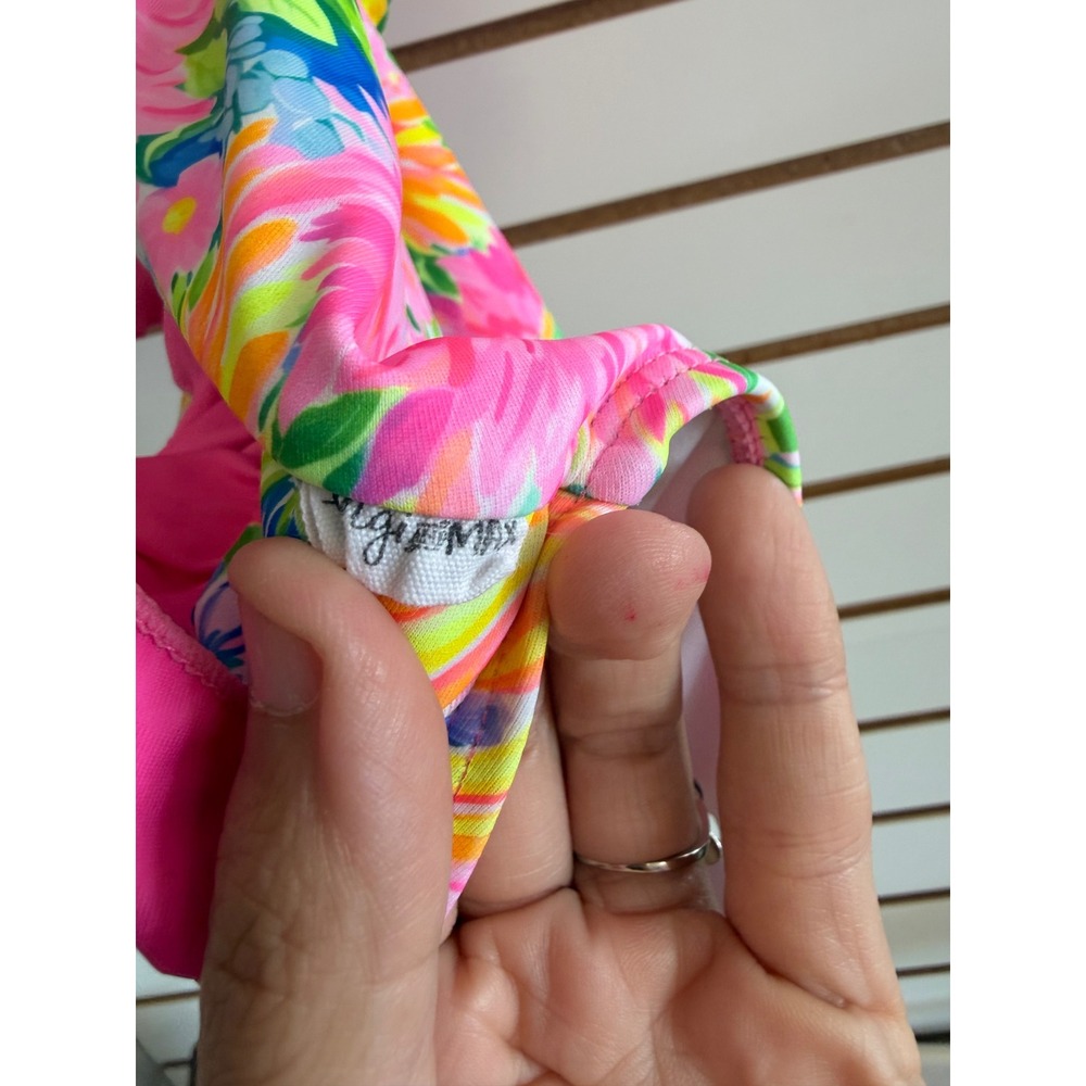 Gigi and Max Kimberly Floral Pink Ruffle One Piece Swimsuit 4/5T - Picture 6 of 7